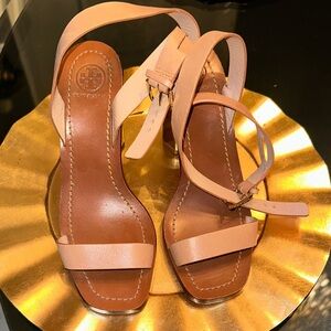 Tory Burch Pink and Brown Leather Sandals